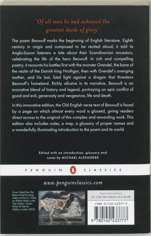 Rückseite: 9780140433777 | Beowulf | A Glossed Text | Michael Alexander | Taschenbuch | Englisch