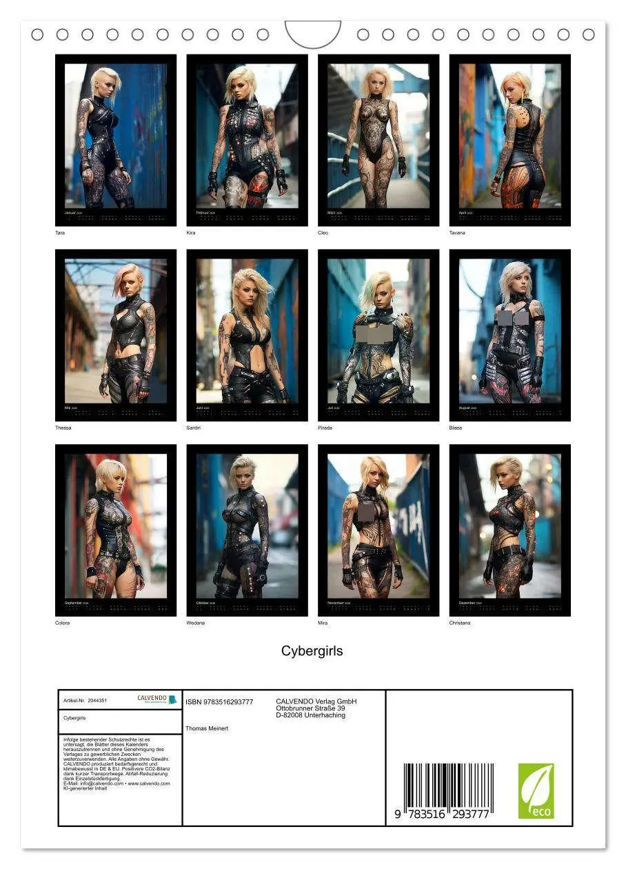 Bild: 9783516293777 | Cybergirls (Wandkalender 2026 DIN A4 hoch), CALVENDO Monatskalender