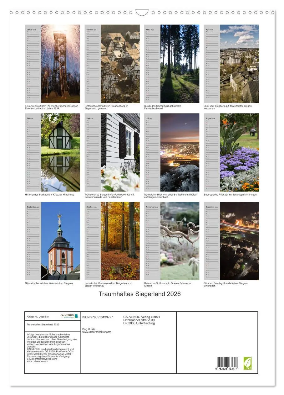 Bild: 9783516433777 | Traumhaftes Siegerland 2026 (Wandkalender 2026 DIN A2 hoch),...