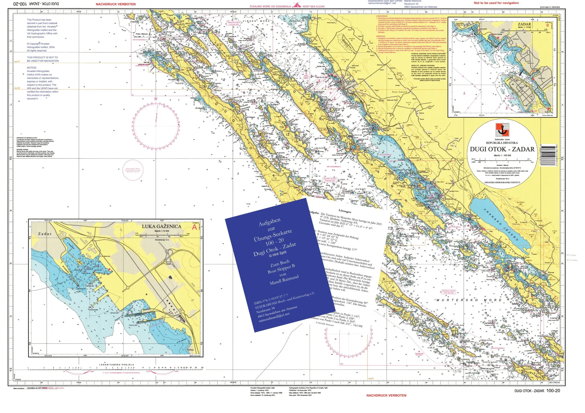 Cover: 9783951973777 | Übungs-Seekarte 100 - 20 | Dugi Otok - Zadar | HHI Split | Deutsch