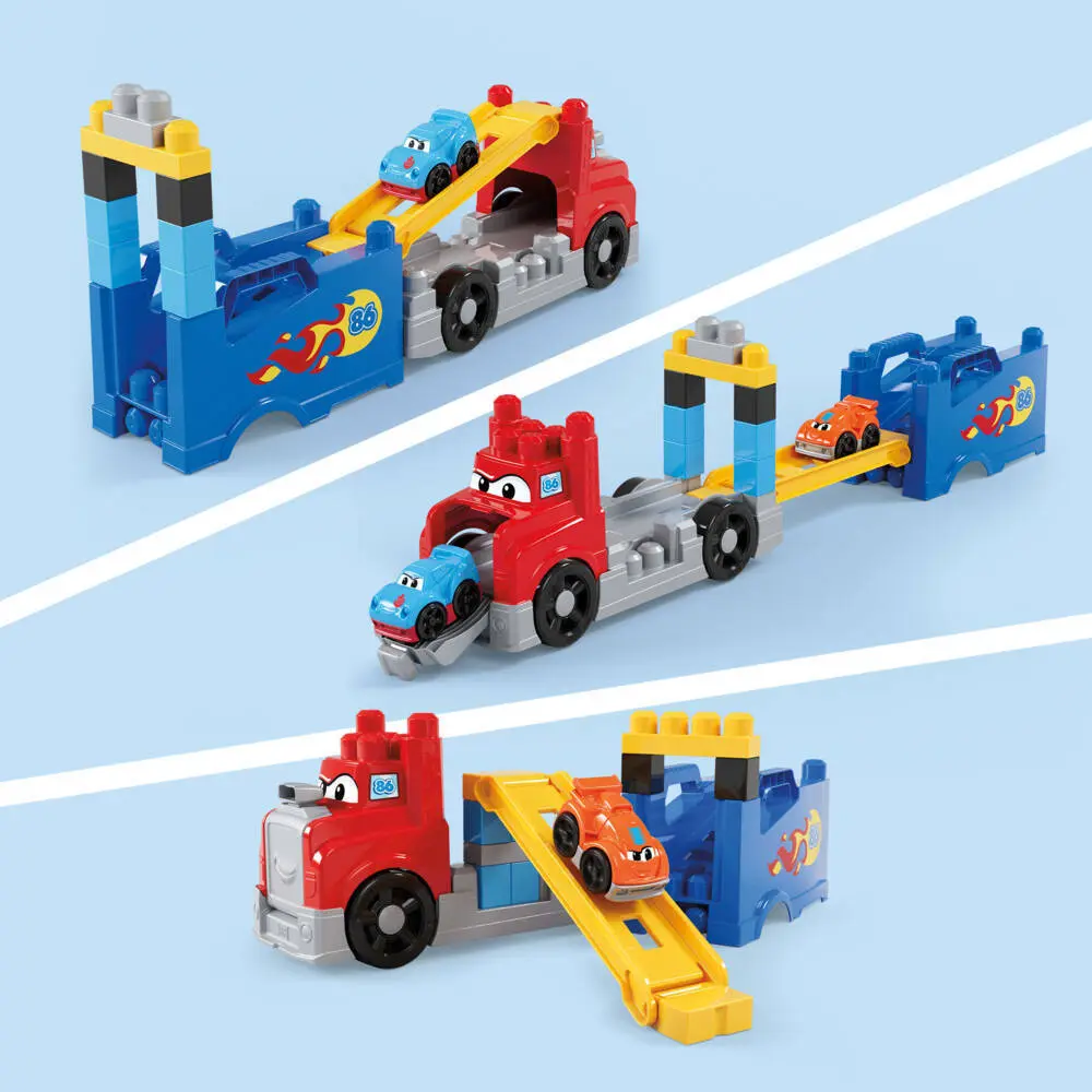 Bild: 194735303977 | MEGA BLOKS Rennwagen-Transporter | Offene Verpackung | JFR29 | Deutsch
