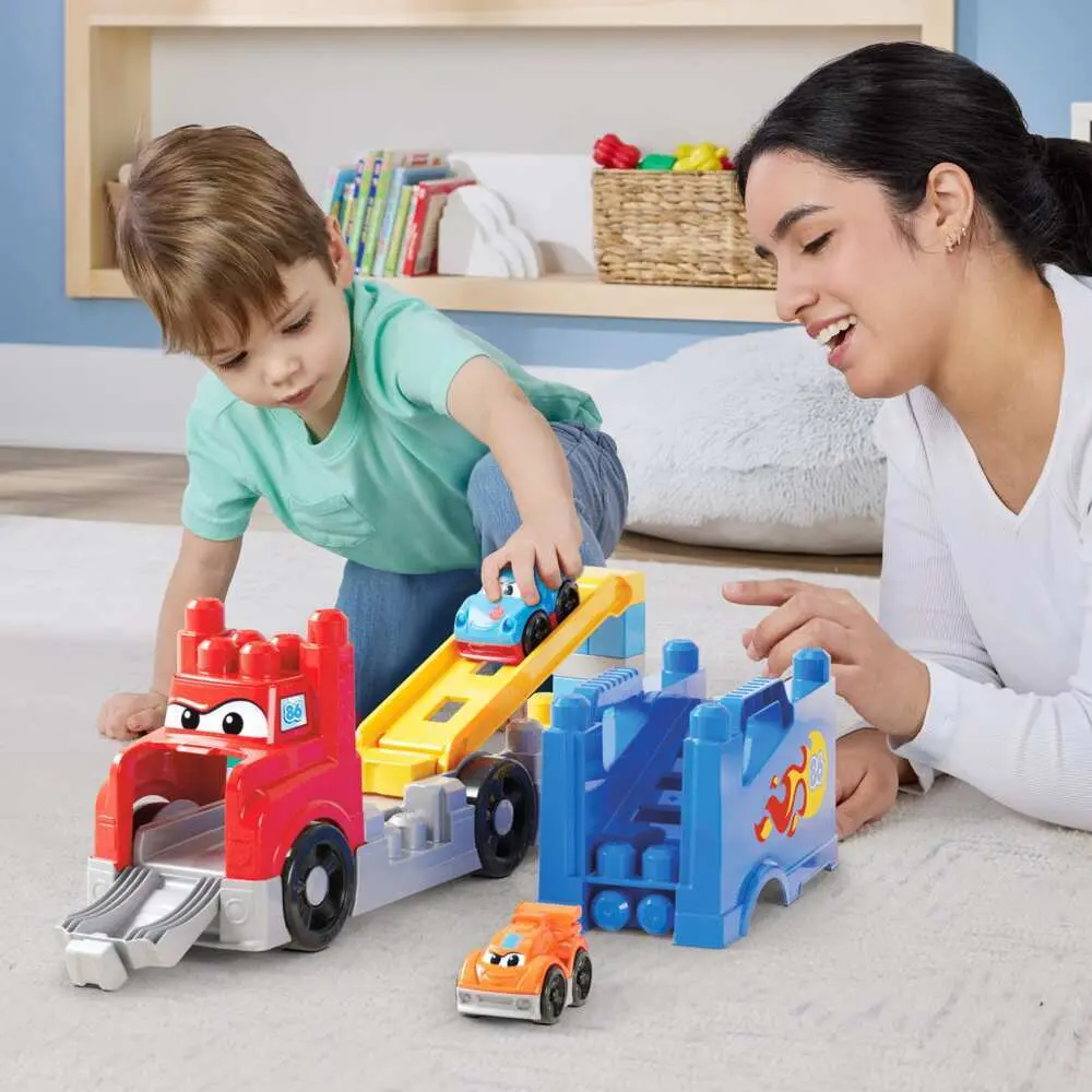 Bild: 194735303977 | MEGA BLOKS Rennwagen-Transporter | Offene Verpackung | JFR29 | Deutsch