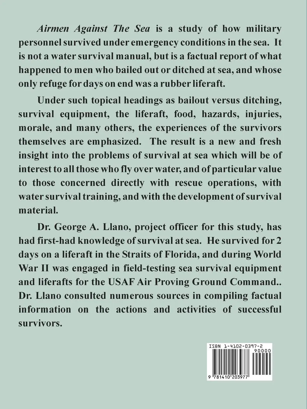Rückseite: 9781410203977 | Airmen Against the Sea | An Analysis of Sea Survival Experiences