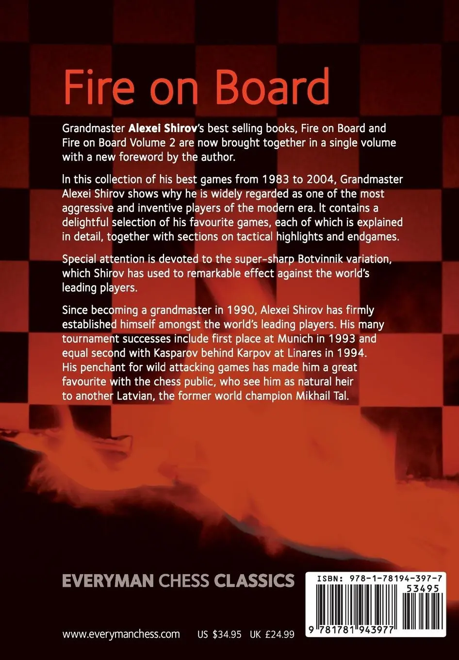 Rückseite: 9781781943977 | Fire on Board | Best Games from 1983-2004 | Alexei Shirov | Buch