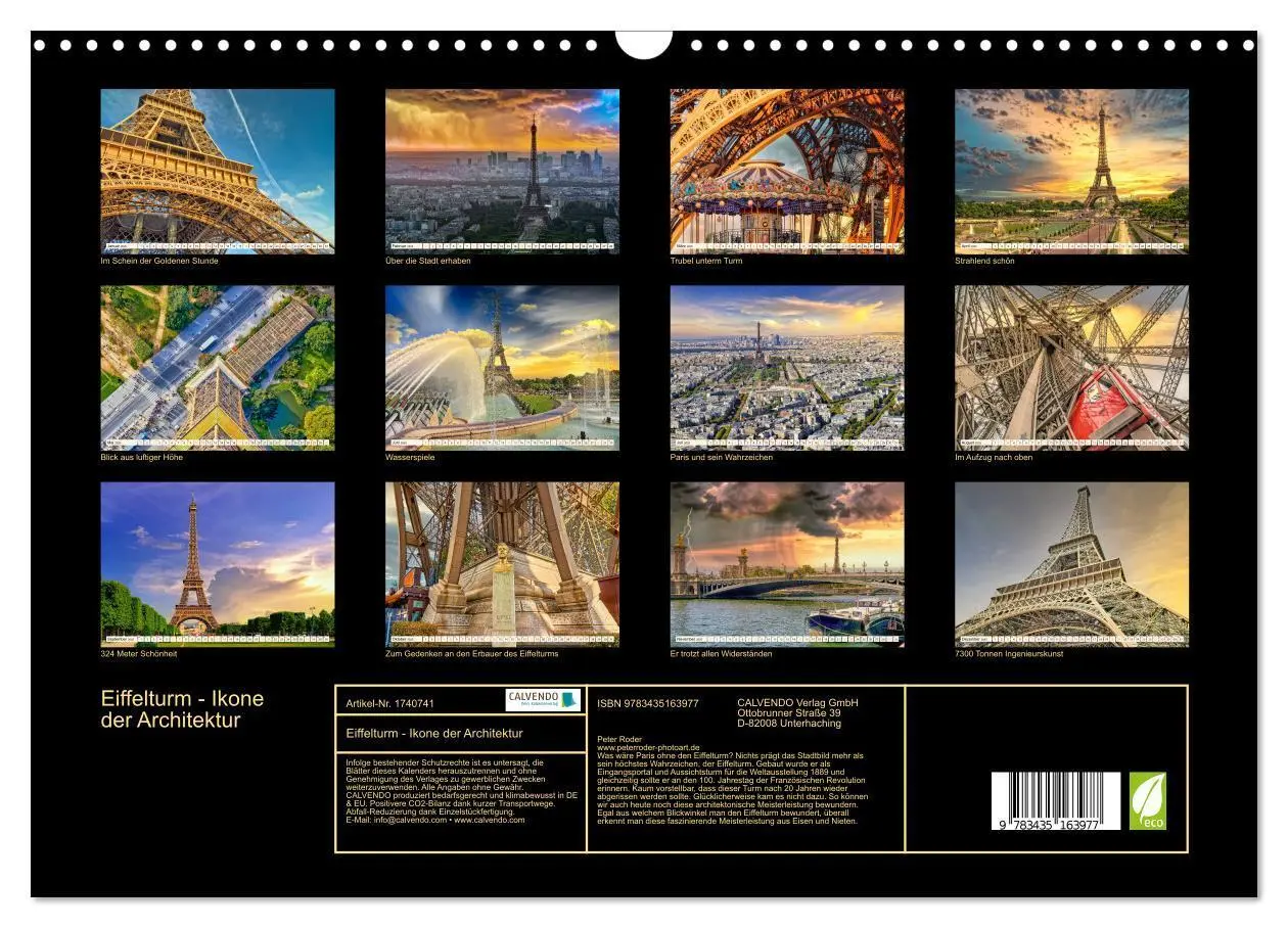 Bild: 9783435163977 | Eiffelturm - Ikone der Architektur (Wandkalender 2025 DIN A3 quer),...