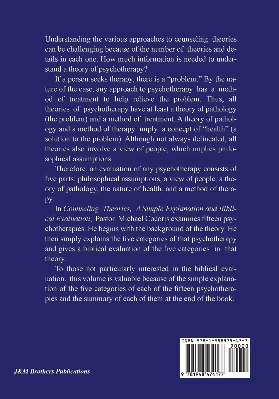 Rückseite: 9781948474177 | Counseling Theories | A Simple Explanation and Biblical Evaluation