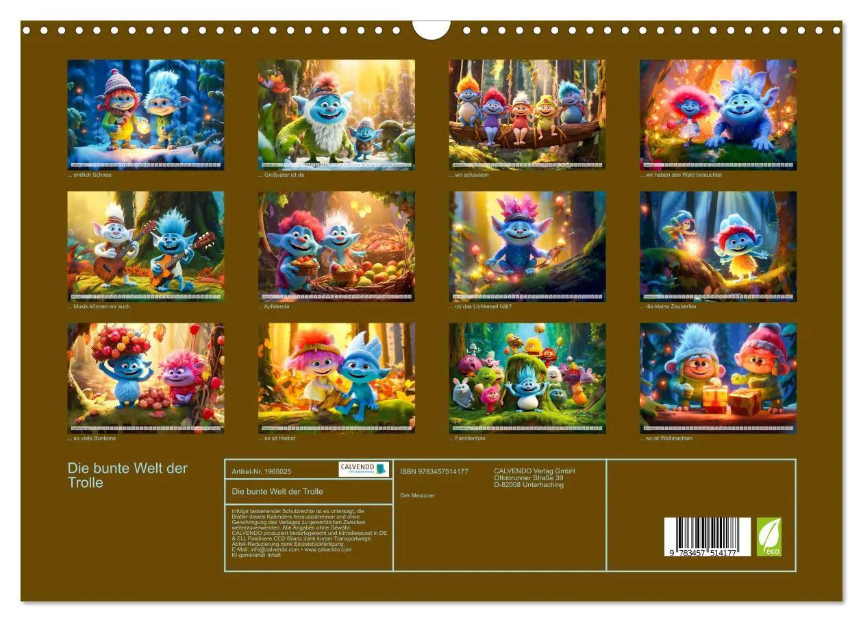 Bild: 9783457514177 | Die bunte Welt der Trolle (Wandkalender 2026 DIN A3 quer), CALVENDO...