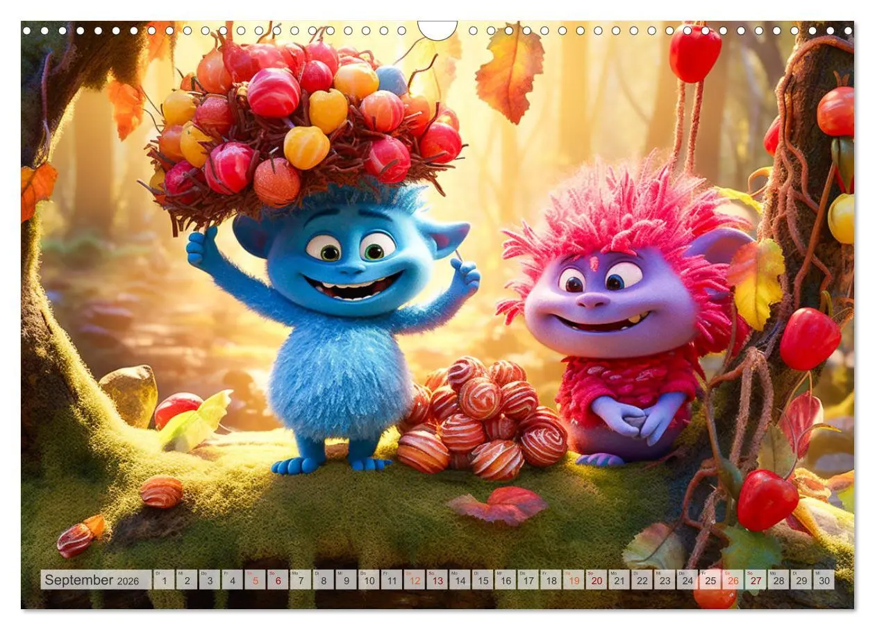 Bild: 9783457514177 | Die bunte Welt der Trolle (Wandkalender 2026 DIN A3 quer), CALVENDO...