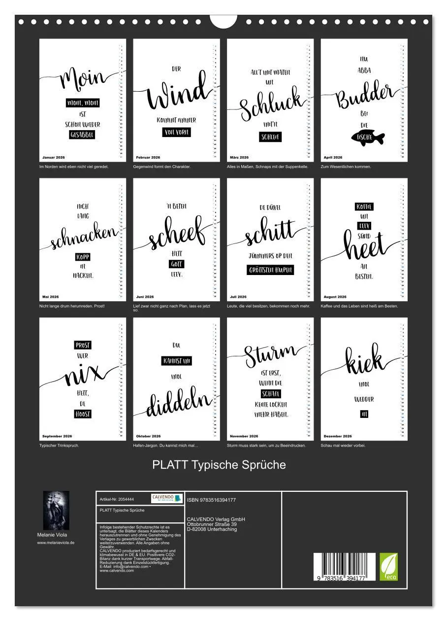 Bild: 9783516394177 | PLATT Typische Sprüche (Wandkalender 2026 DIN A3 hoch), CALVENDO...