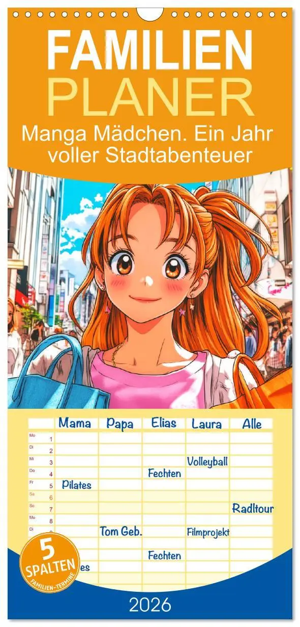Cover: 9783516604177 | Familienplaner 2026 - Manga Mädchen. Ein Jahr voller Stadtabenteuer...