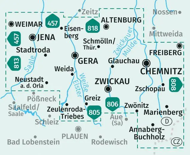 Bild: 9783990444177 | KOMPASS Wanderkarten-Set 804 Ostthüringen, Zwickau, Chemnitz (2...