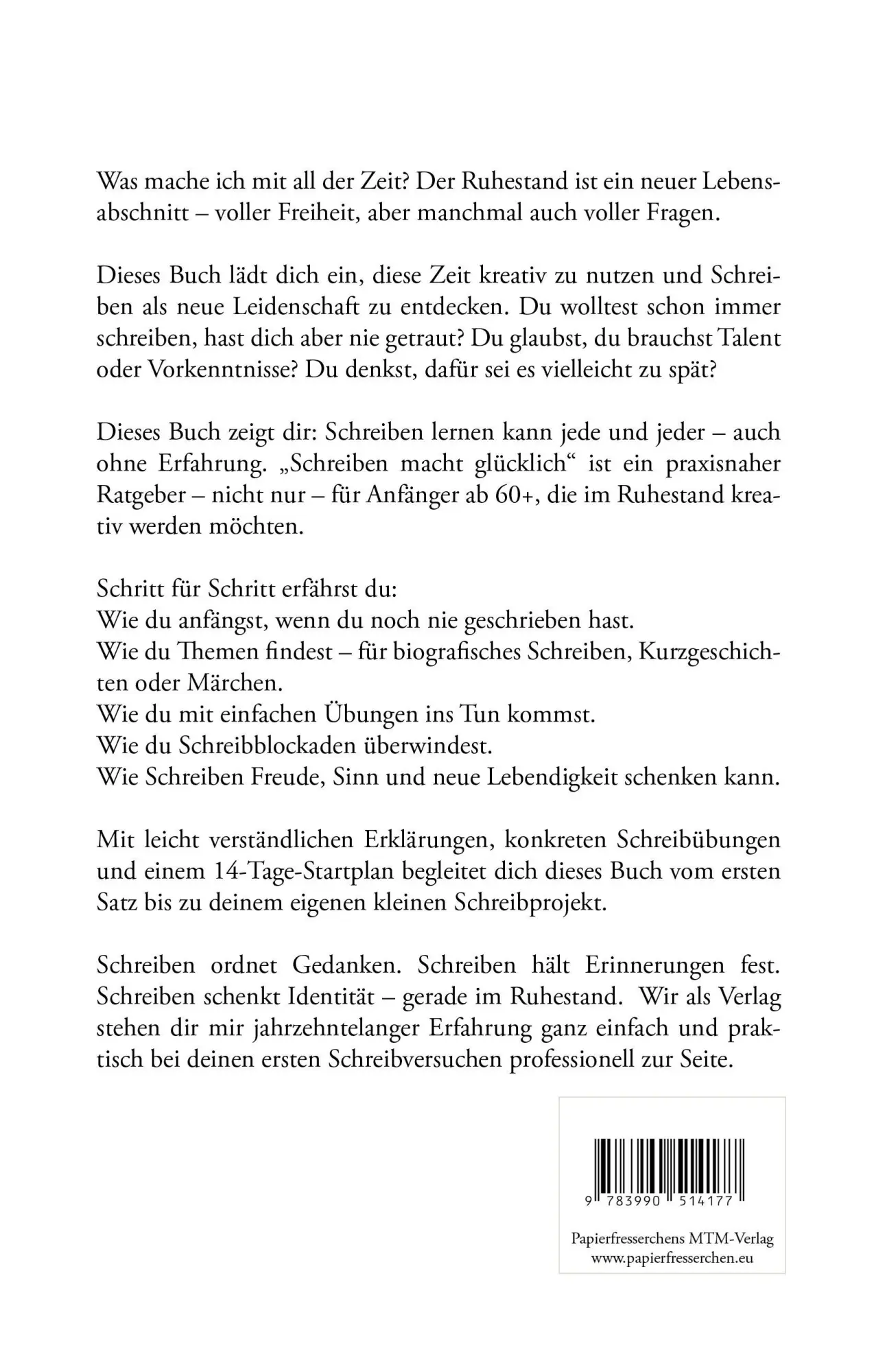 Rückseite: 9783990514177 | Schreib dich glücklich! Kreativ sein im Ruhestand - Schritt für...