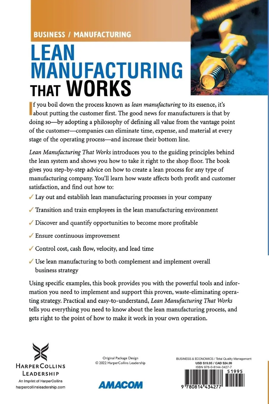 Rückseite: 9780814434277 | The Lean Manufacturing That Works | Bill Carreira | Taschenbuch | 2013