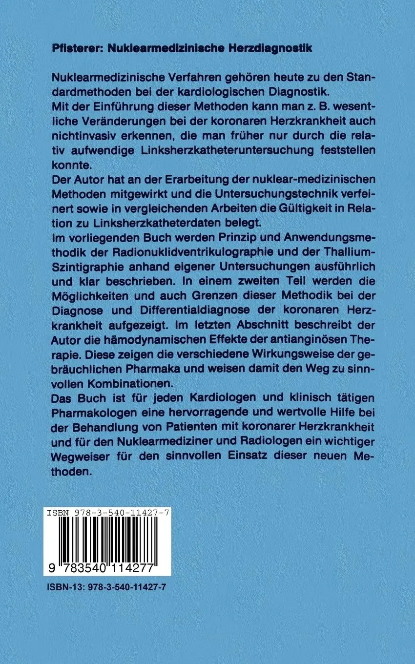 Rückseite: 9783540114277 | Nuklearmedizinische Herzdiagnostik | M. E. Pfisterer | Taschenbuch