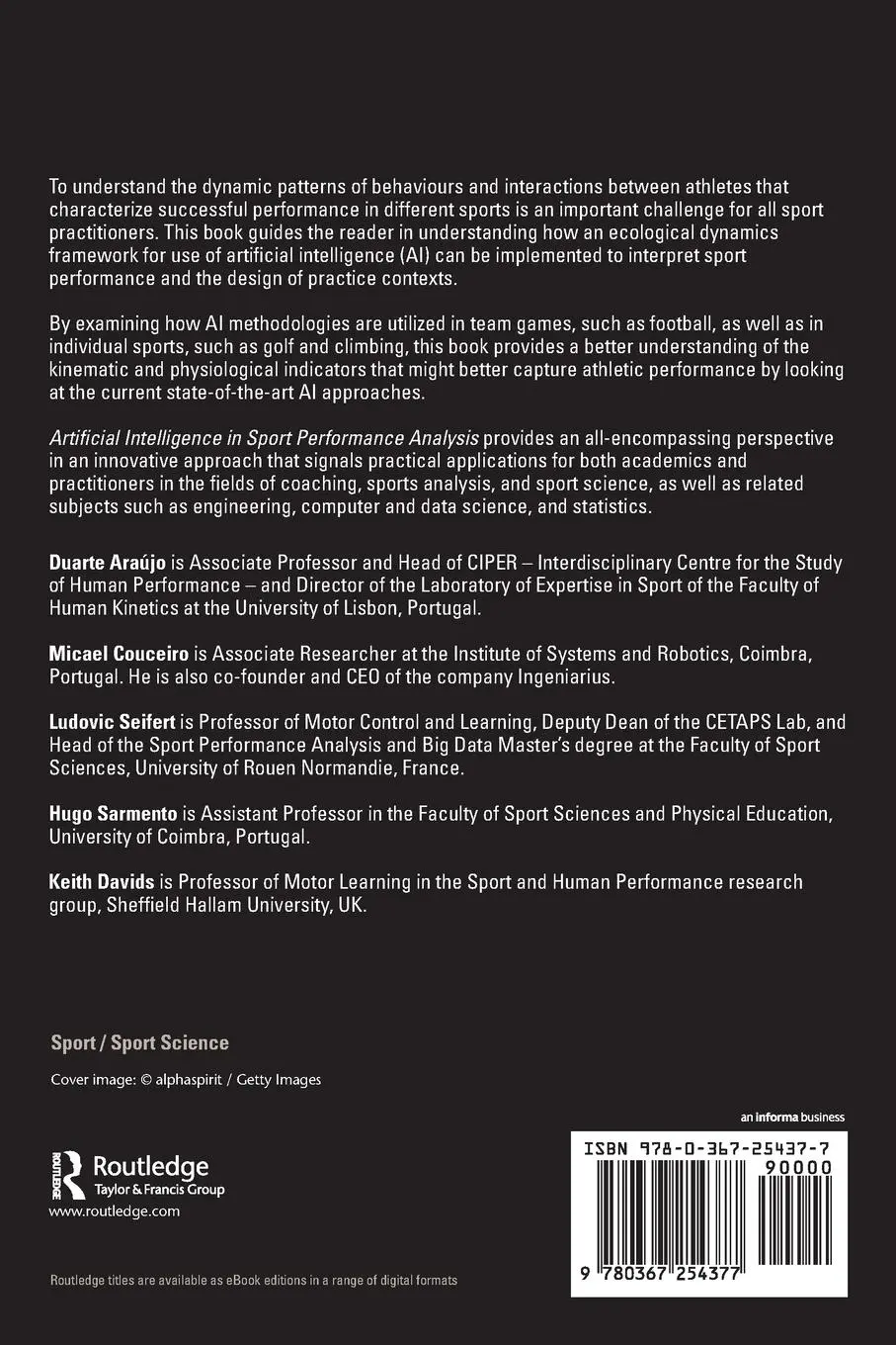 Rückseite: 9780367254377 | Artificial Intelligence in Sport Performance Analysis | Araújo (u. a.)