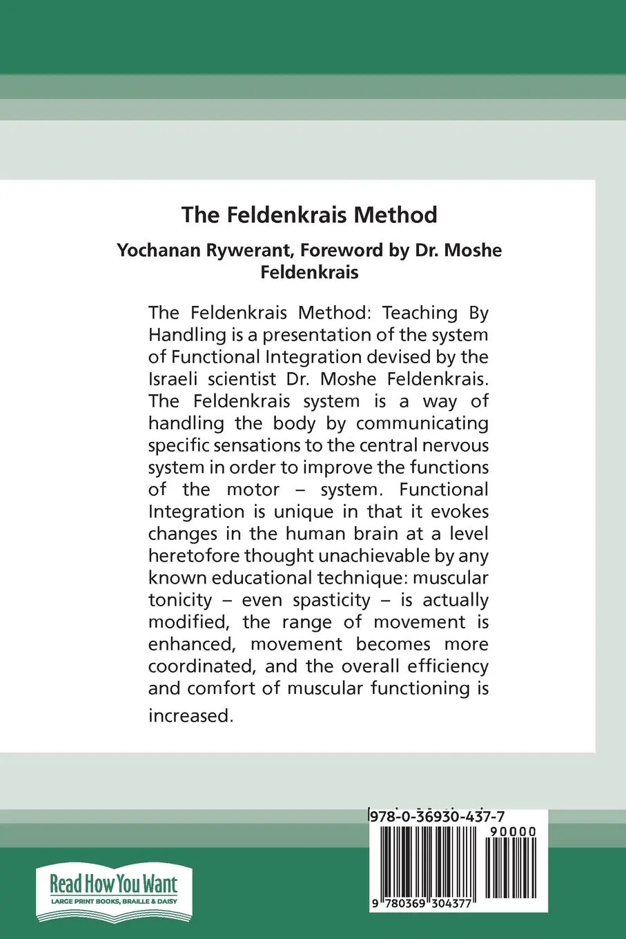 Rückseite: 9780369304377 | The Feldenkrais Method (16pt Large Print Edition) | Rywerant (u. a.)