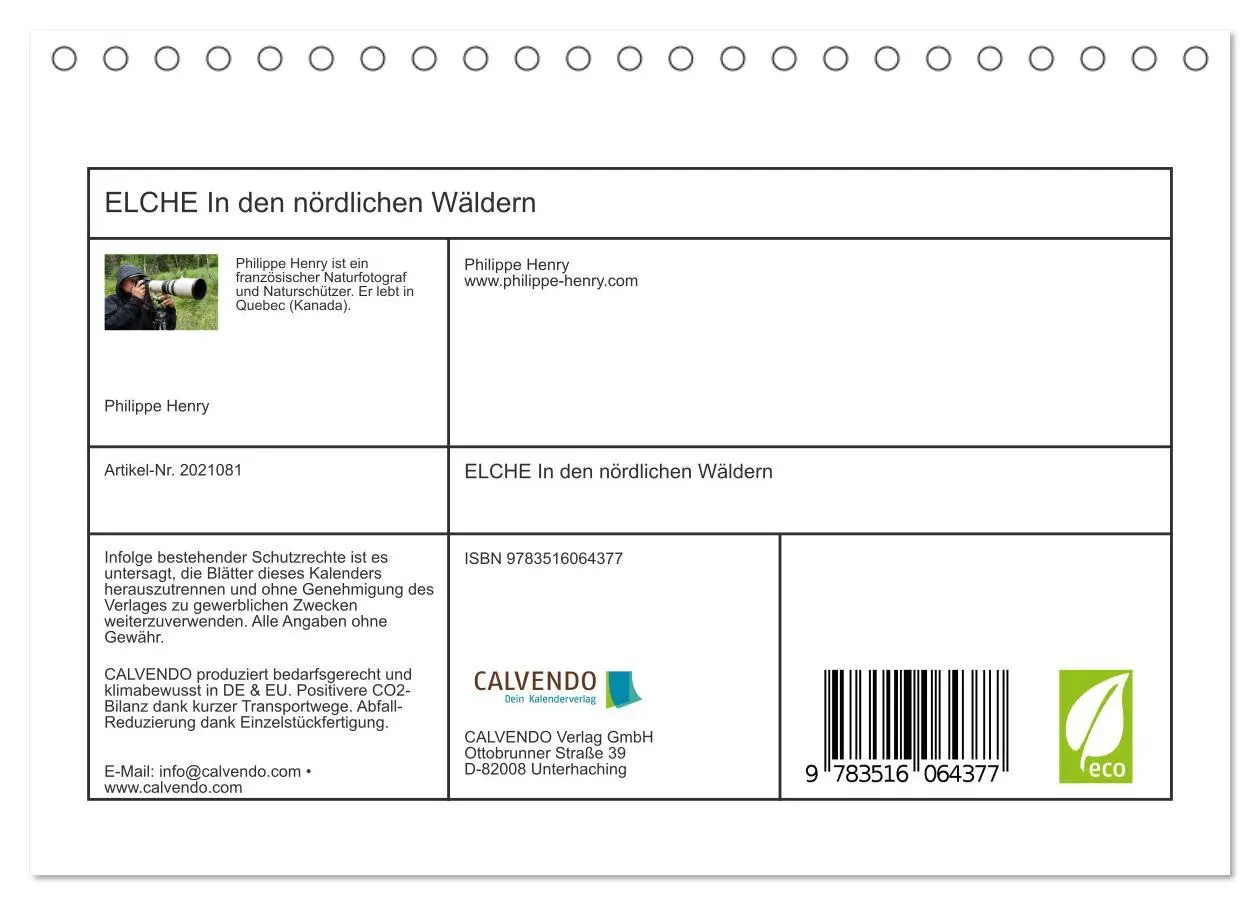 Bild: 9783516064377 | ELCHE In den nördlichen Wäldern (Tischkalender 2026 DIN A5 quer),...