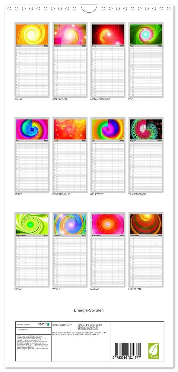 Bild: 9783516514377 | Familienplaner 2026 - Energie-Spiralen mit 5 Spalten (Wandkalender,...
