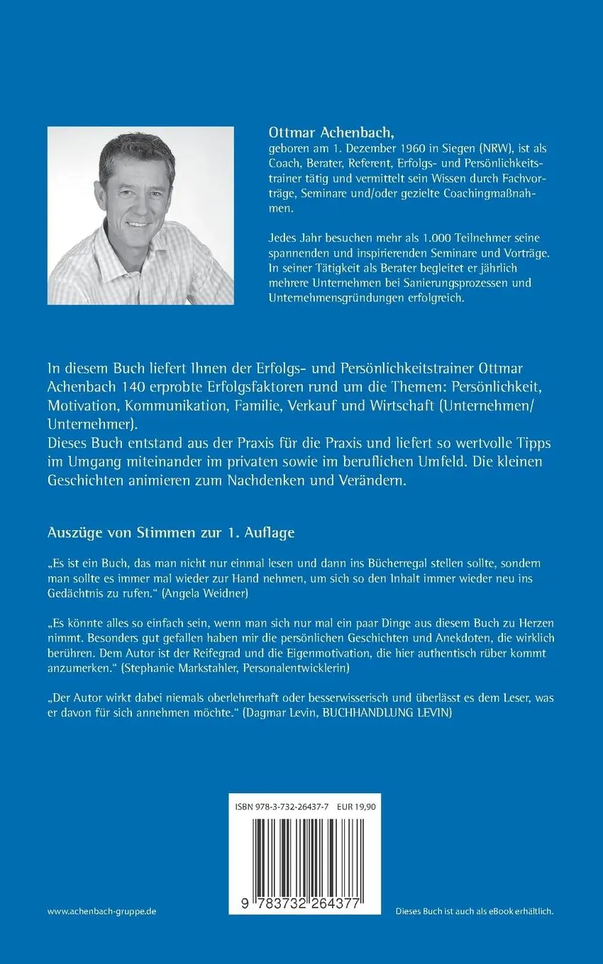 Rückseite: 9783732264377 | Erfolgsfaktoren | Ottmar Achenbach | Taschenbuch | 300 S. | Deutsch