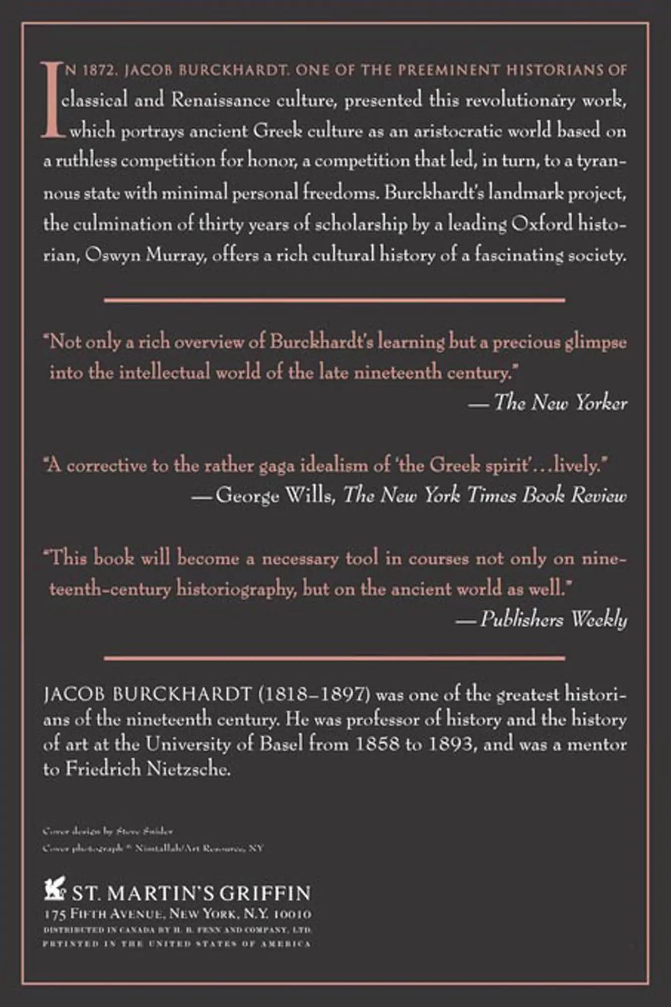 Rückseite: 9780312244477 | The Greeks and Greek Civilization | Jacob Burckhardt (u. a.) | Buch