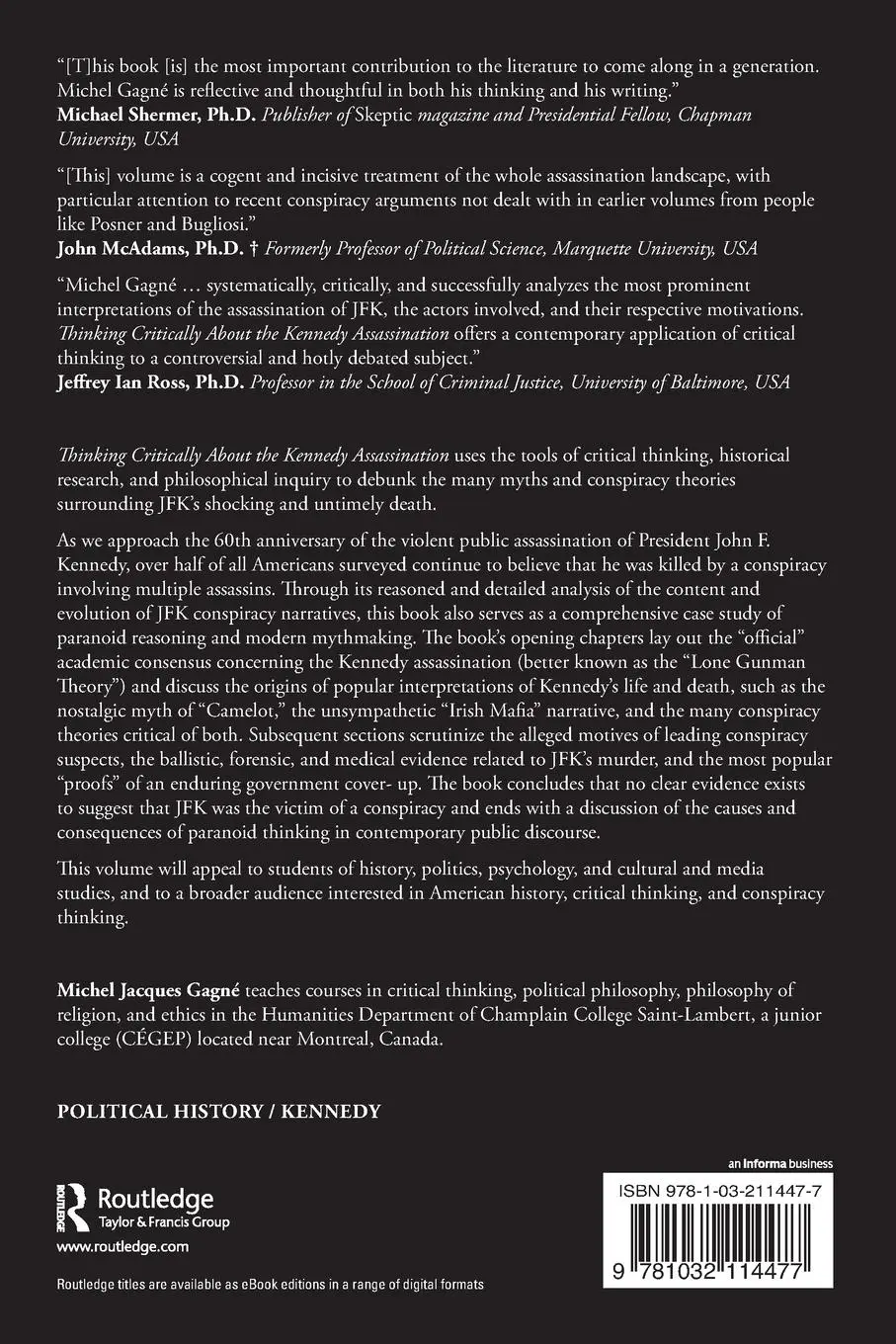 Rückseite: 9781032114477 | Thinking Critically About the Kennedy Assassination | Gagné | Buch