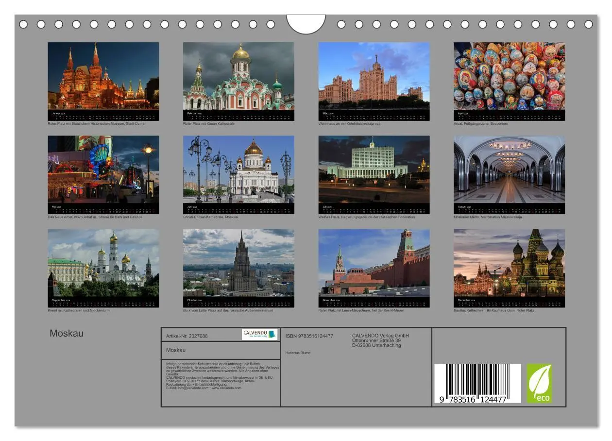 Bild: 9783516124477 | Moskau (Wandkalender 2026 DIN A4 quer), CALVENDO Monatskalender | 2026