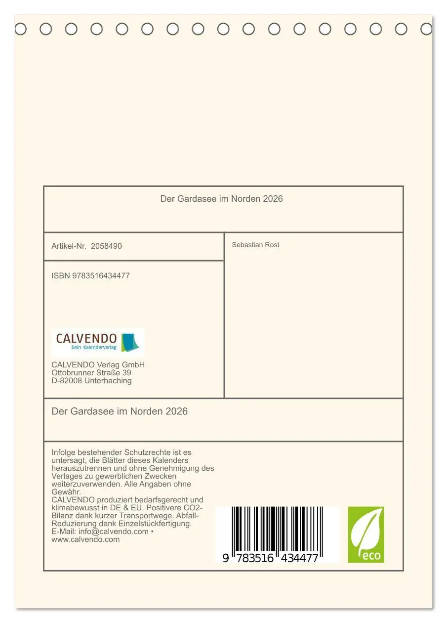 Bild: 9783516434477 | Der Gardasee im Norden 2026 (Tischkalender 2026 DIN A5 hoch),...