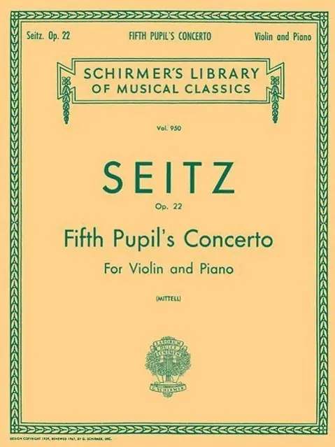 Cover: 9780793554577 | Pupil's Concerto No. 5 in D, Op. 22 | Seitz Friedrich | Taschenbuch