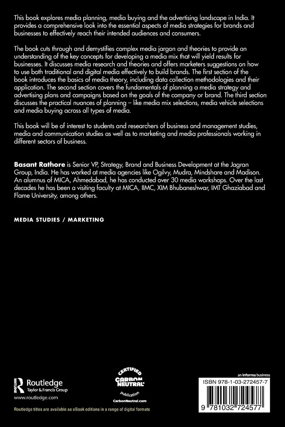 Rückseite: 9781032724577 | Strategic Media Planning and Buying | Basant Rathore | Taschenbuch