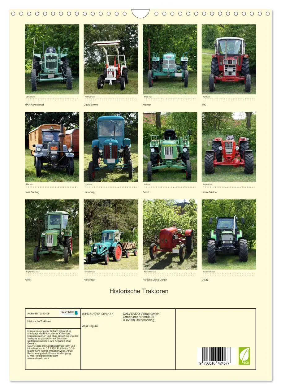 Bild: 9783516424577 | Historische Traktoren (Wandkalender 2026 DIN A3 hoch), CALVENDO...