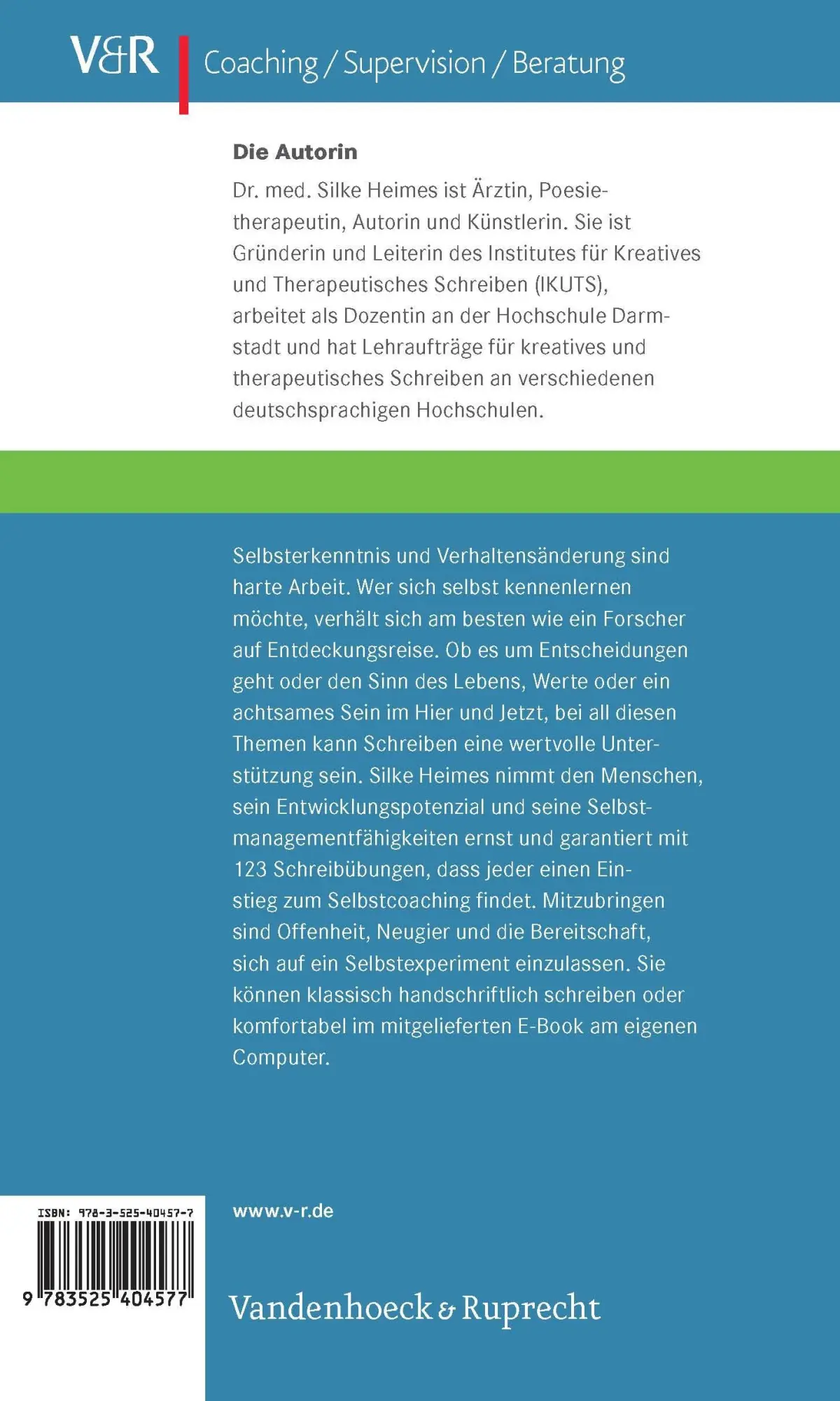 Rückseite: 9783525404577 | Schreiben als Selbstcoaching | Silke Heimes | Bundle | 1 Taschenbuch