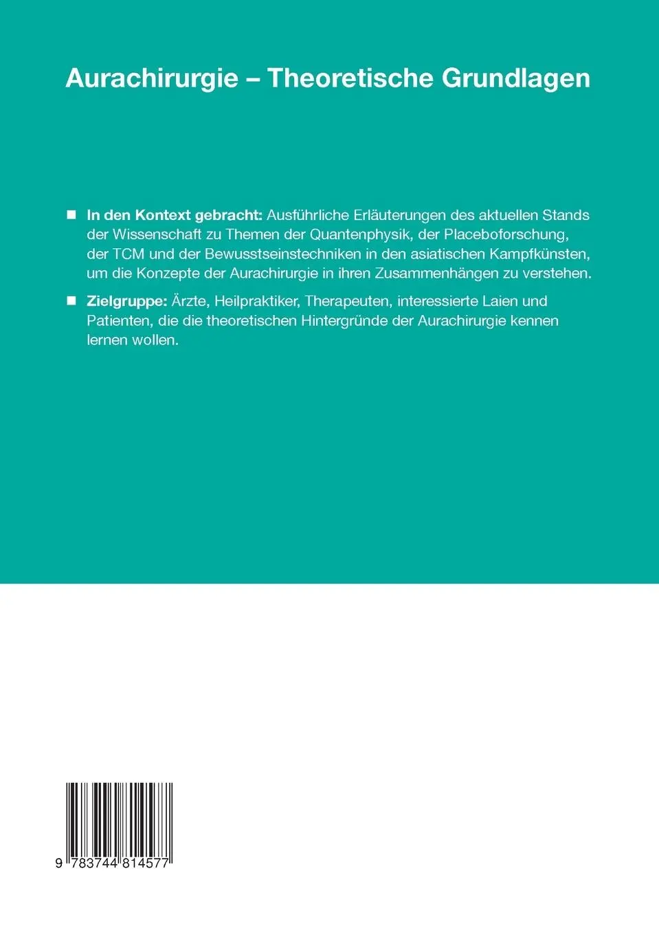 Rückseite: 9783744814577 | Einführung in die Aurachirurgie | Medizin im 21. Jahrhundert | Künlen