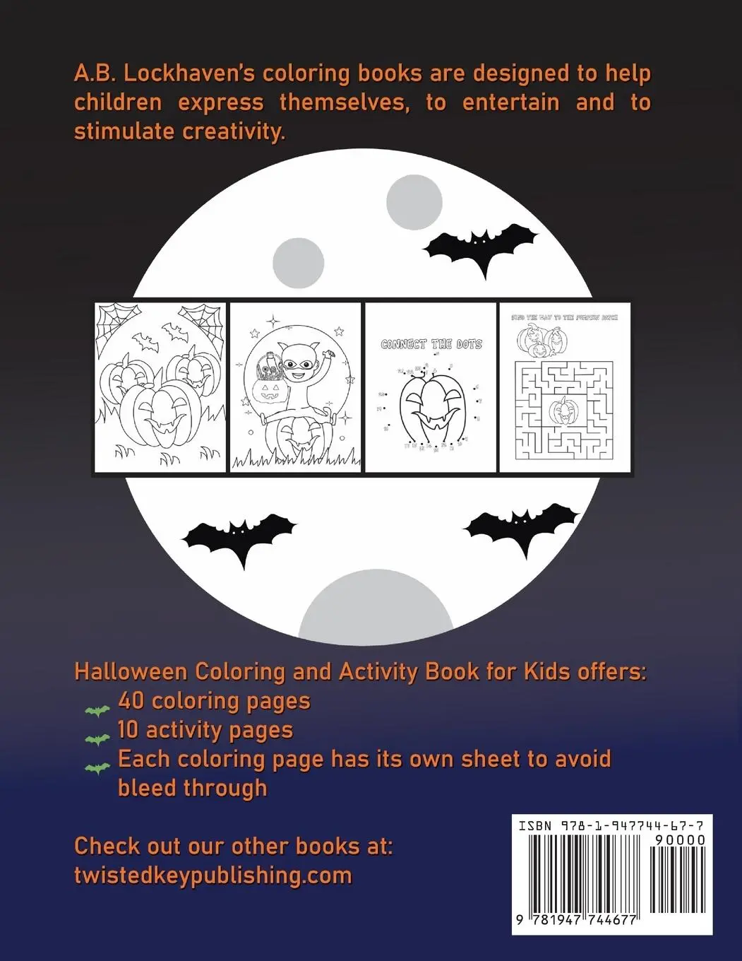 Rückseite: 9781947744677 | Halloween Coloring and Activity Book for Kids | Lockhaven (u. a.)