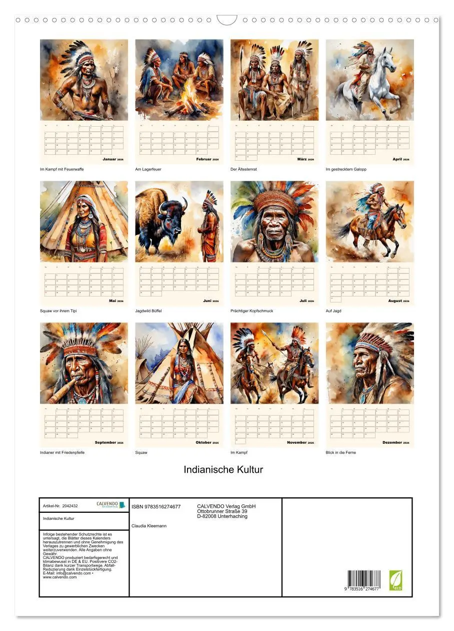 Bild: 9783516274677 | Indianische Kultur (Wandkalender 2026 DIN A2 hoch), CALVENDO...
