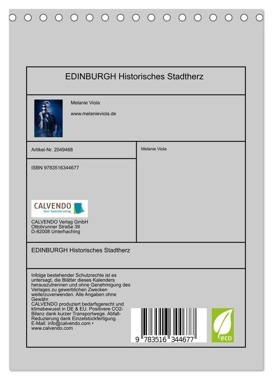Bild: 9783516344677 | EDINBURGH Historisches Stadtherz (Tischkalender 2026 DIN A5 hoch),...