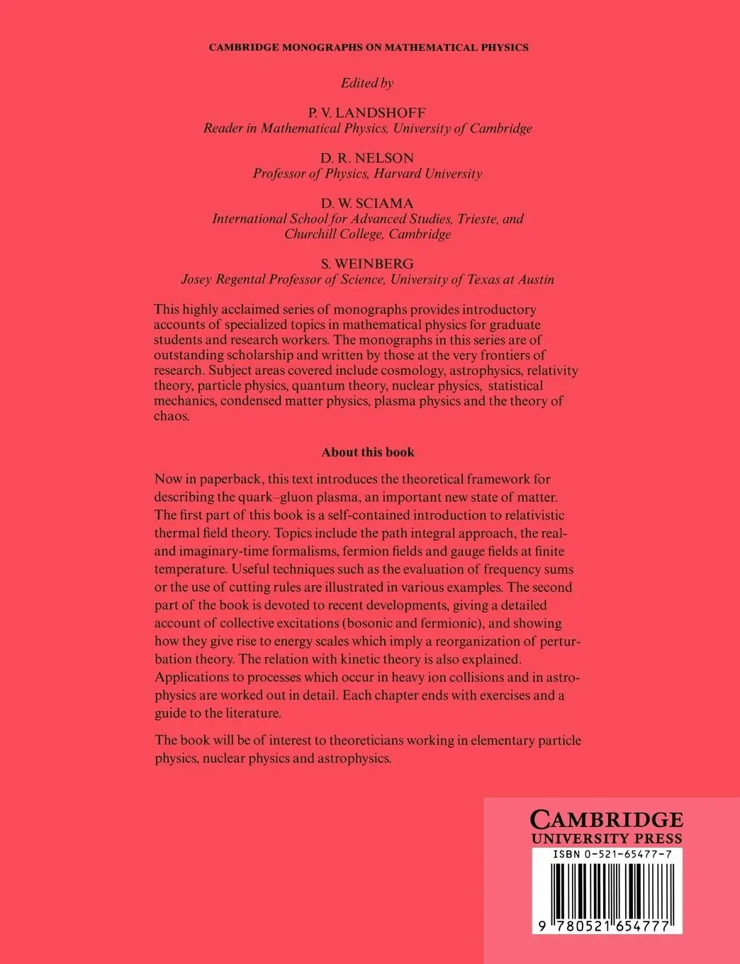 Rückseite: 9780521654777 | Thermal Field Theory | Michel Le Bellac (u. a.) | Taschenbuch | 2004