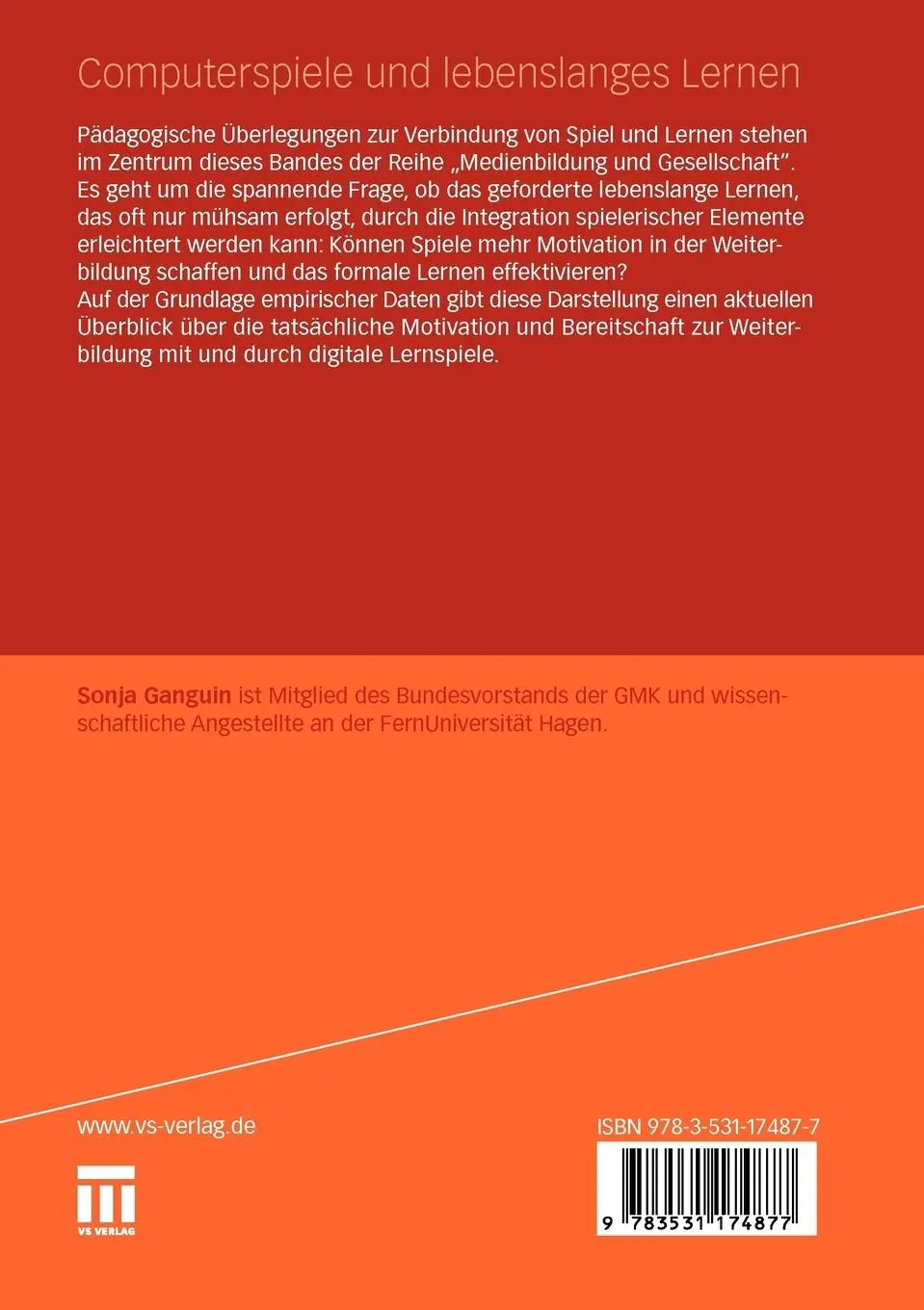Rückseite: 9783531174877 | Computerspiele und lebenslanges Lernen | Eine Synthese von Gegensätzen