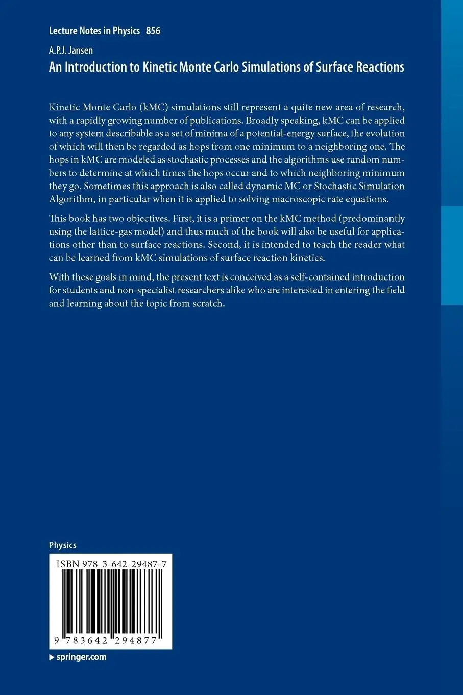 Rückseite: 9783642294877 | An Introduction to Kinetic Monte Carlo Simulations of Surface...