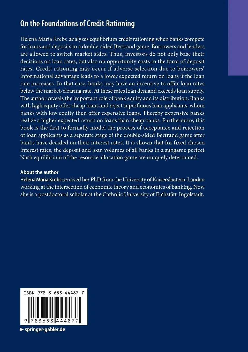 Rückseite: 9783658444877 | On the Foundations of Credit Rationing | Helena Maria Krebs | Buch