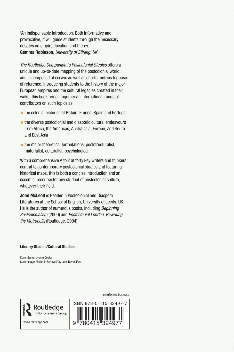 Rückseite: 9780415324977 | The Routledge Companion To Postcolonial Studies | John Mcleod | Buch