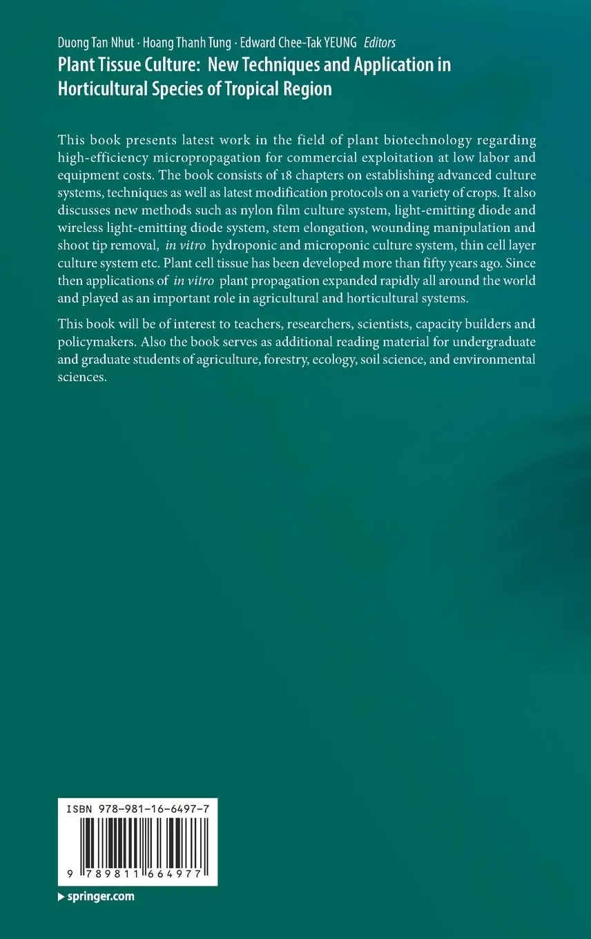 Rückseite: 9789811664977 | Plant Tissue Culture: New Techniques and Application in...