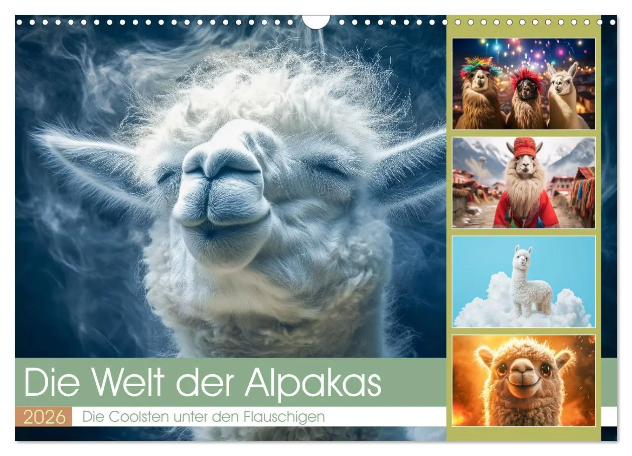 Cover: 9783457285077 | Die Welt der Alpakas (Wandkalender 2026 DIN A3 quer), CALVENDO...