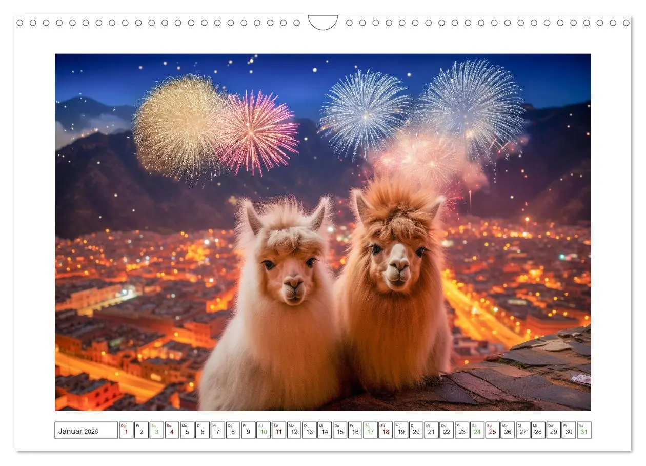 Bild: 9783457285077 | Die Welt der Alpakas (Wandkalender 2026 DIN A3 quer), CALVENDO...