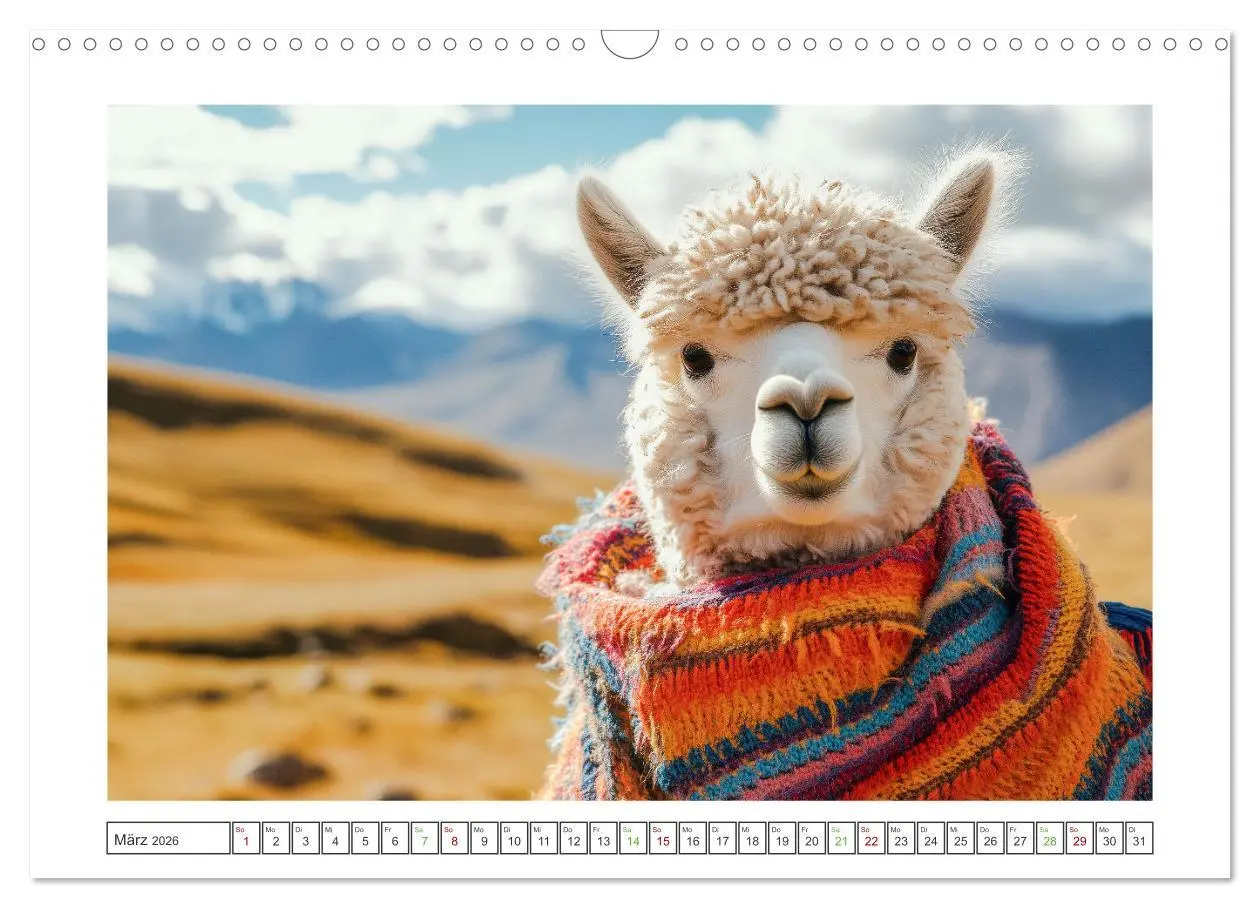 Bild: 9783457285077 | Die Welt der Alpakas (Wandkalender 2026 DIN A3 quer), CALVENDO...