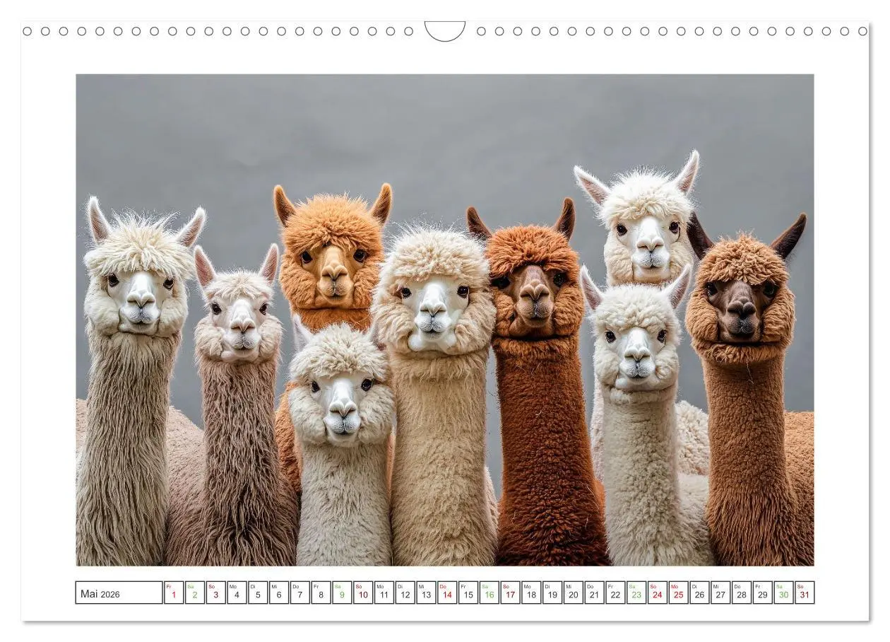 Bild: 9783457285077 | Die Welt der Alpakas (Wandkalender 2026 DIN A3 quer), CALVENDO...