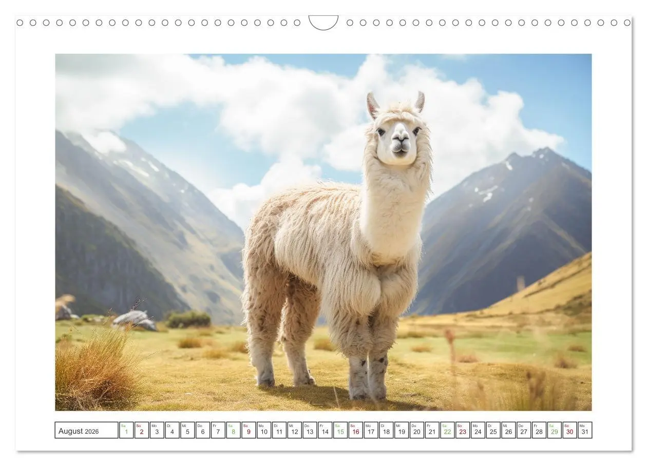 Bild: 9783457285077 | Die Welt der Alpakas (Wandkalender 2026 DIN A3 quer), CALVENDO...