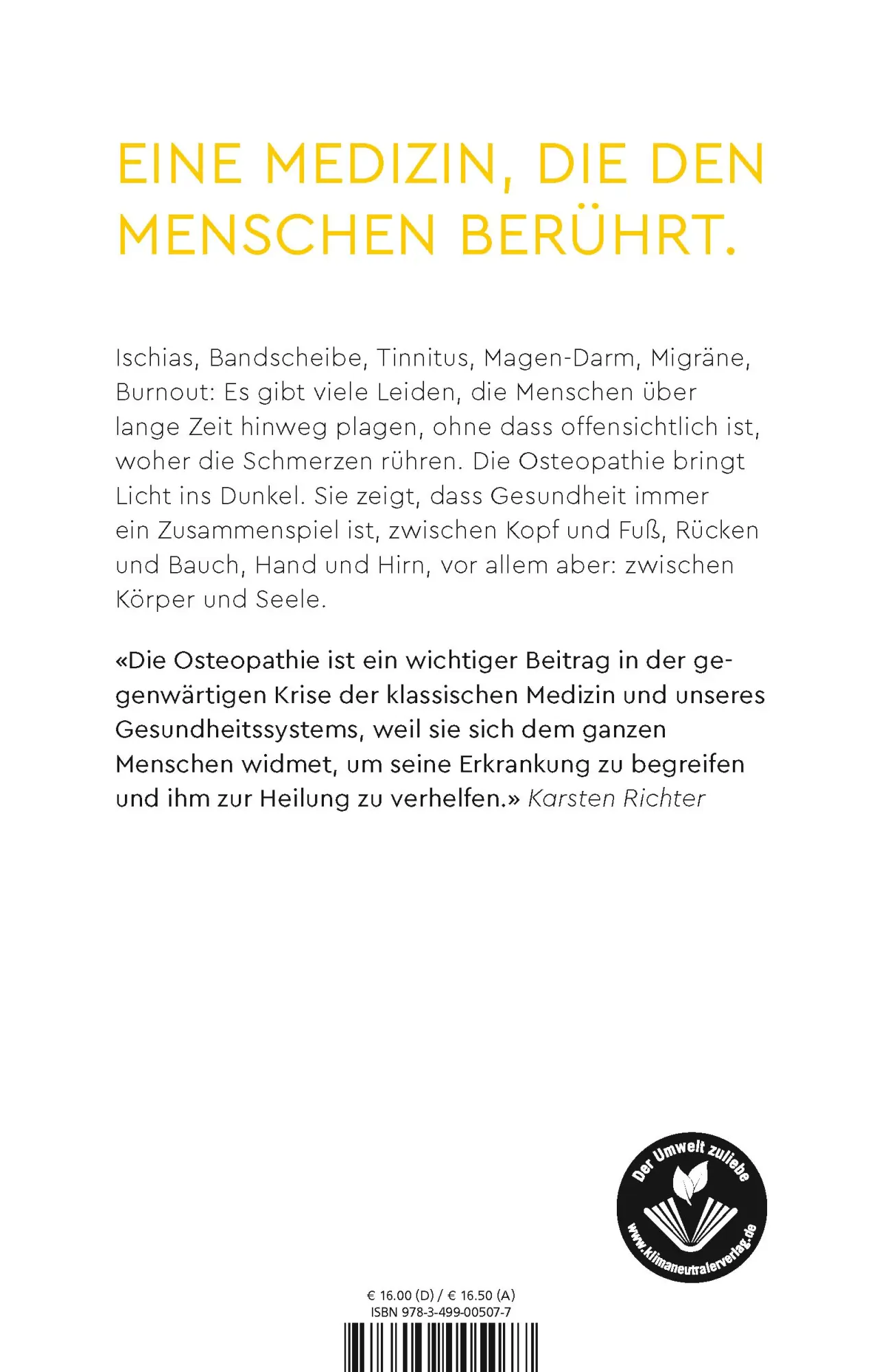Rückseite: 9783499005077 | Heilen mit den Händen | Karsten Richter (u. a.) | Taschenbuch | 320 S.