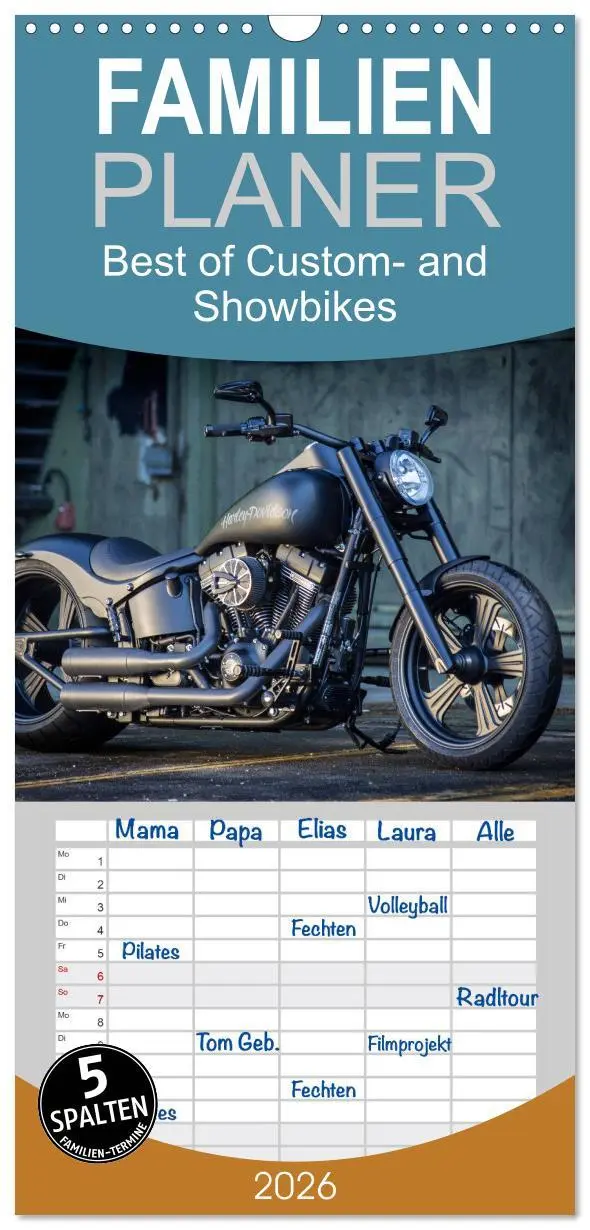 Cover: 9783516515077 | Familienplaner 2026 - Best of Custom- and Showbikes mit 5 Spalten...