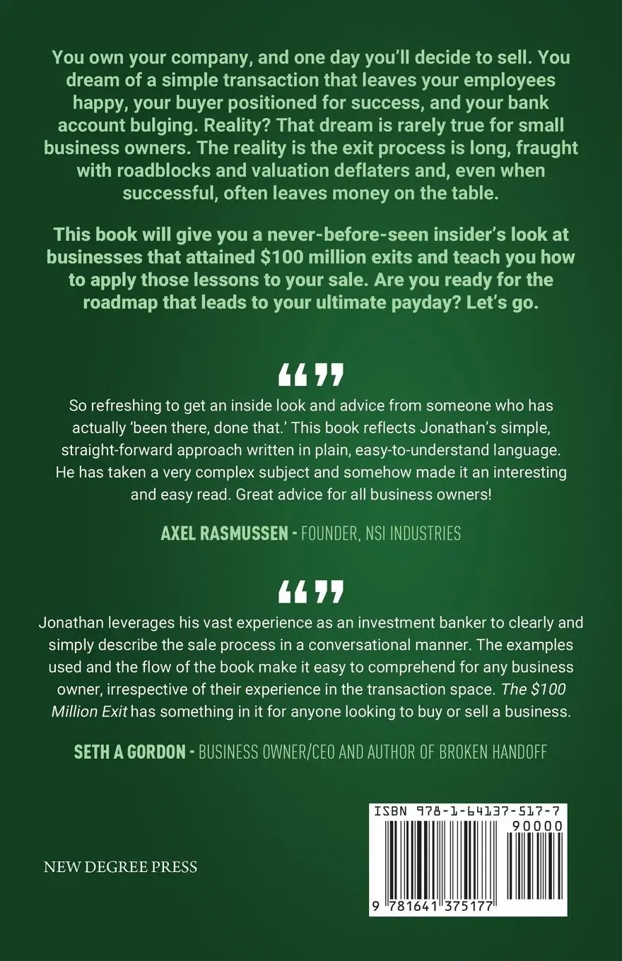 Rückseite: 9781641375177 | The $100 Million Exit: Your Roadmap to the Ultimate Payday | Brabrand