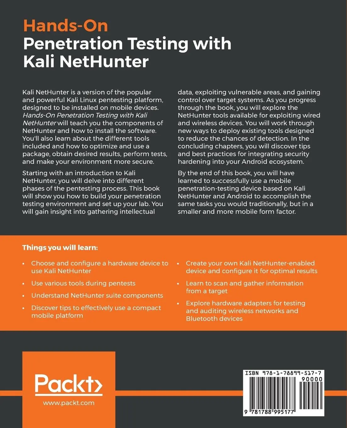 Rückseite: 9781788995177 | Hands-On Penetration Testing with Kali NetHunter | Oriyano (u. a.)